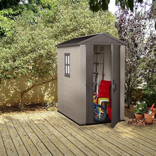 Keter Factor 4x6 Outdoor Storage Shed Kit-Perfect to Store Patio Furniture, Garden Tools, Bike Accessories, Beach Chairs and Push Lawn Mower