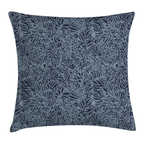 Ambesonne Blue Throw Pillow Cushion Cover, Fish Sea Animal with Ottoman Ornate Mosaic Hand Drawn Style Marine Artwork, Decorative Rectangle Accent Pillow Case, 26" X 16", Blue