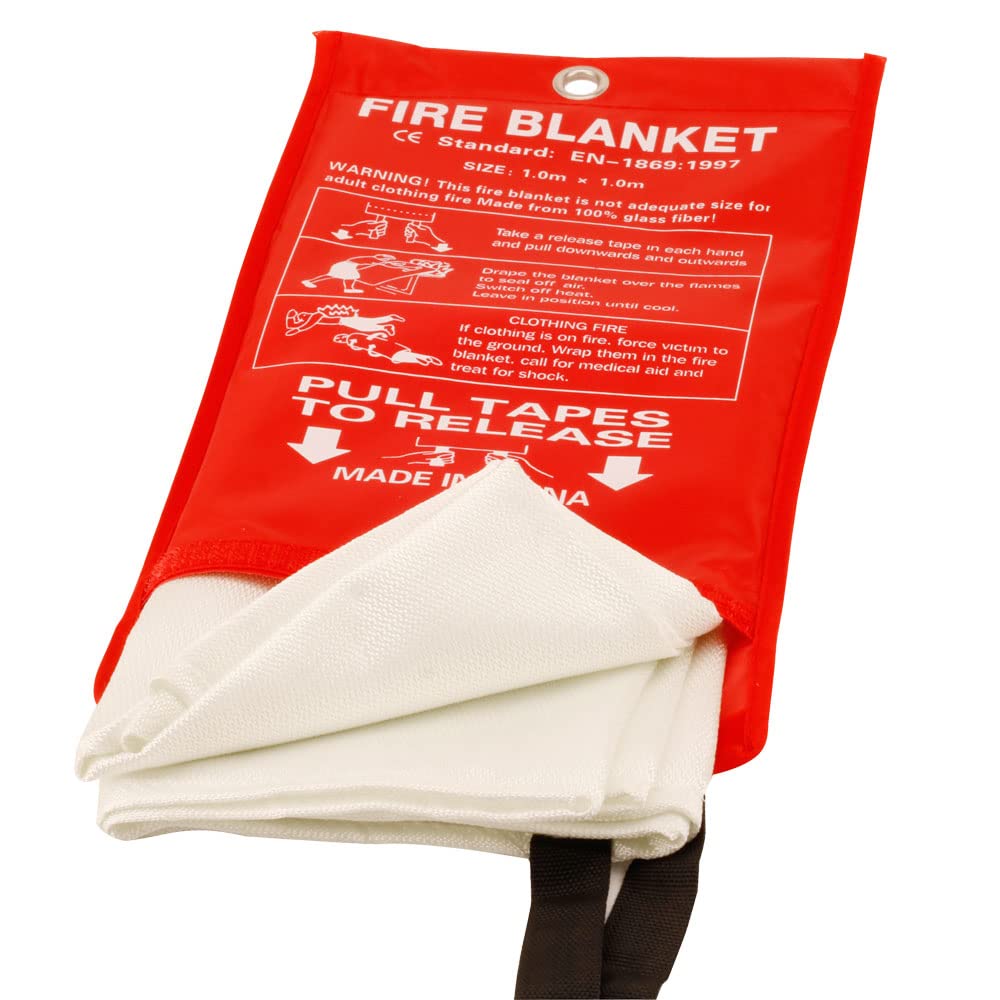 Aksipo Fire Blanket Fiberglass Fire Emergency Blanket Suppression Blanket Flame Retardant Blanket Emergency Survival Safety Cover for Kitchen Home House Car Office Warehouse, 2 Pack (39.3X 39.3 inch)