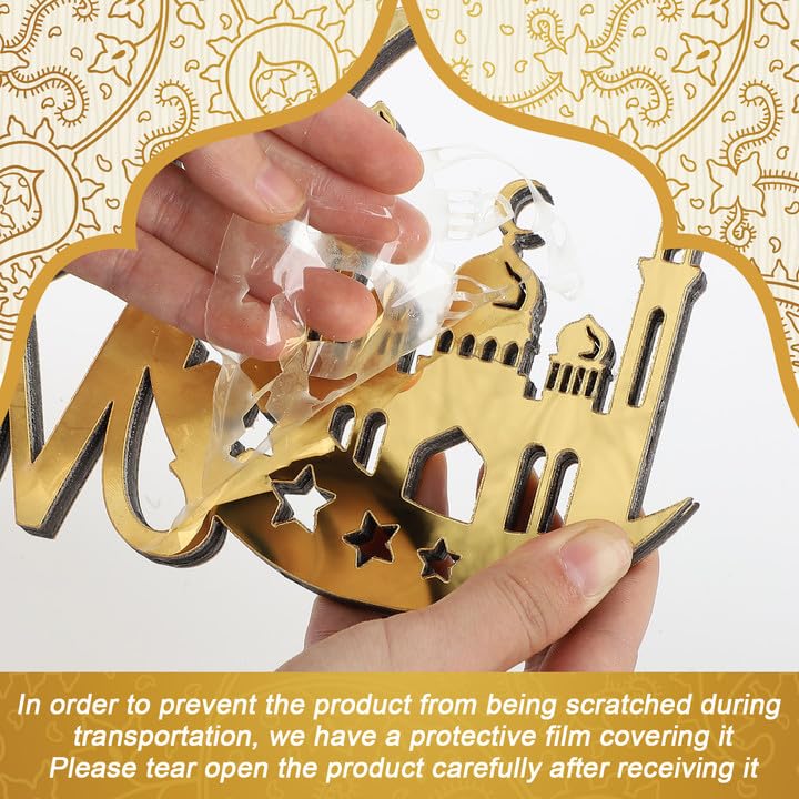 Eid Mubarak Decorations Ramadan Decoration for Home Gold Wood Acrylic Stand Letters Islamic Tabletop Ramadan Mubarak Gifts Table Top Centerpiece Decor