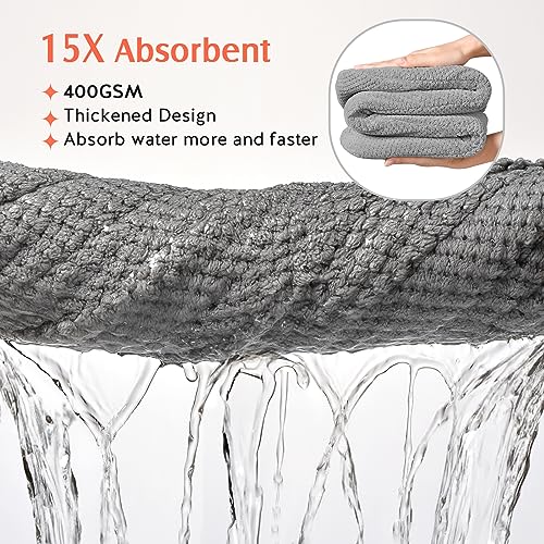 YFONG 2 Pack Large Microfiber Hair Towel Wrap for Women, Thicken Super Absorbent Quick Dry Hair Turban for Drying Curly Long Thick Hair Anti Frizz, Hair Drying Towel with Button for Wet Hair