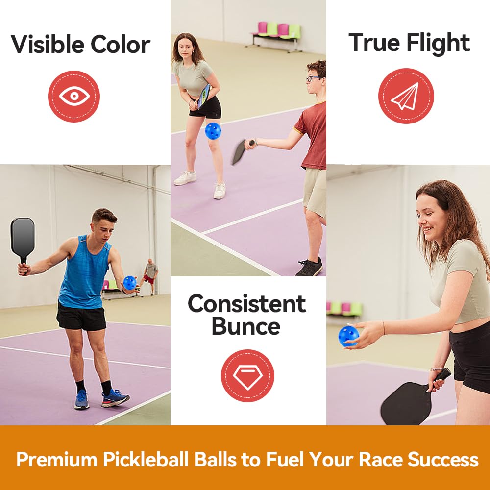 Fizzazzle Indoor Pickleball Balls - 6 Pack 26 Holes - USAPA Standard Pickleball Balls - Pickleball Accessories Set - High Resilience & Durability Blue Pickle Balls