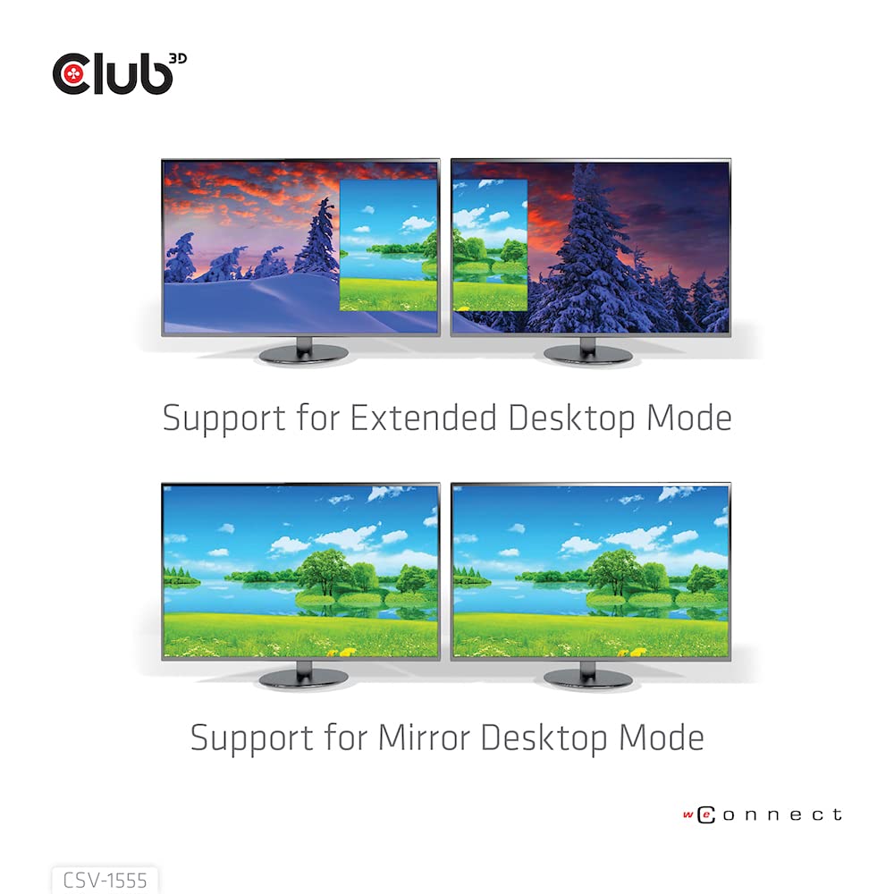 Club 3D CSV-1555 USB3.2 Gen2 Type-C(DP Alt-Mode) to DisplayPort Dual Monitor 4K60Hz M/F MST hub