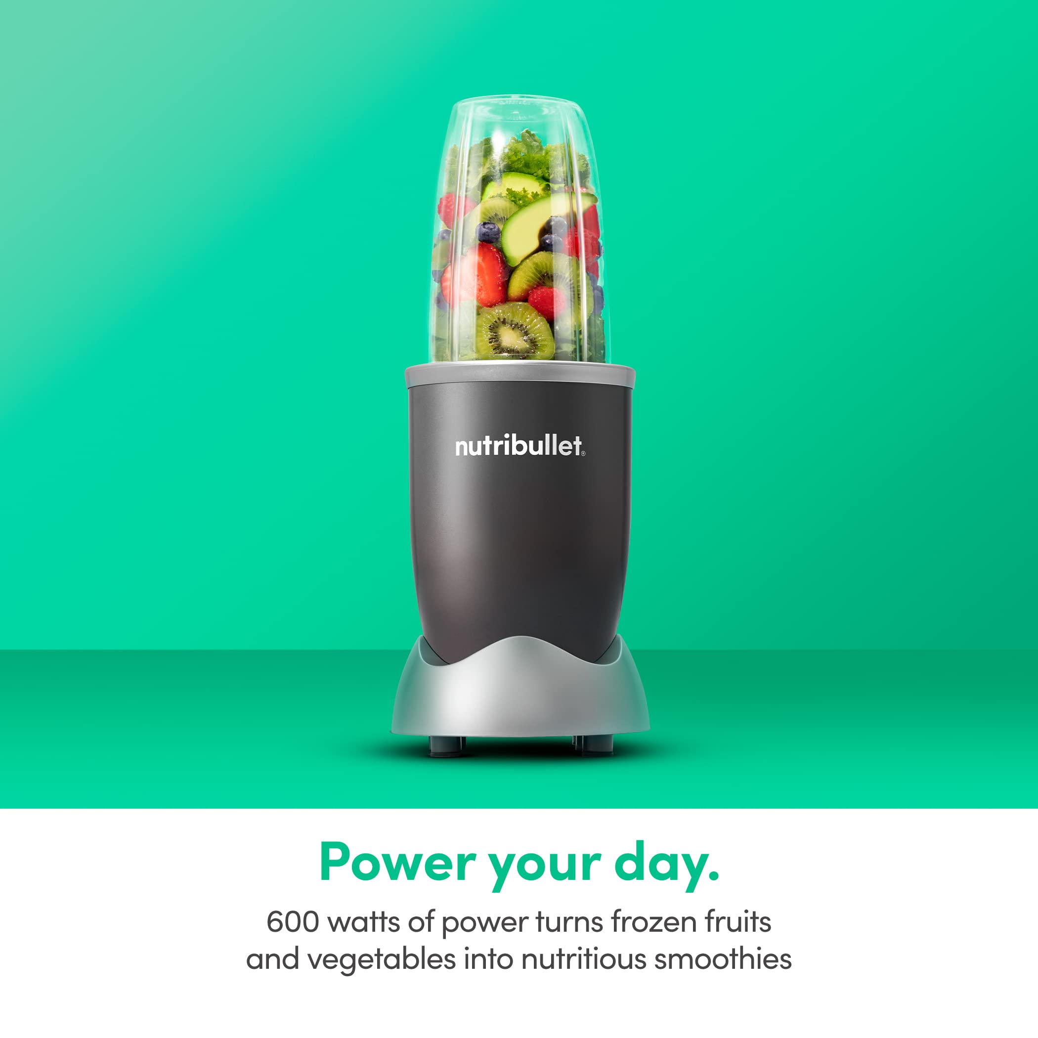 nutribullet Personal Blender, Shakes, Smoothies, Food Prep, and Frozen Blending, 24 Ounces, 600 Watt, Gray, NBR-0601WM