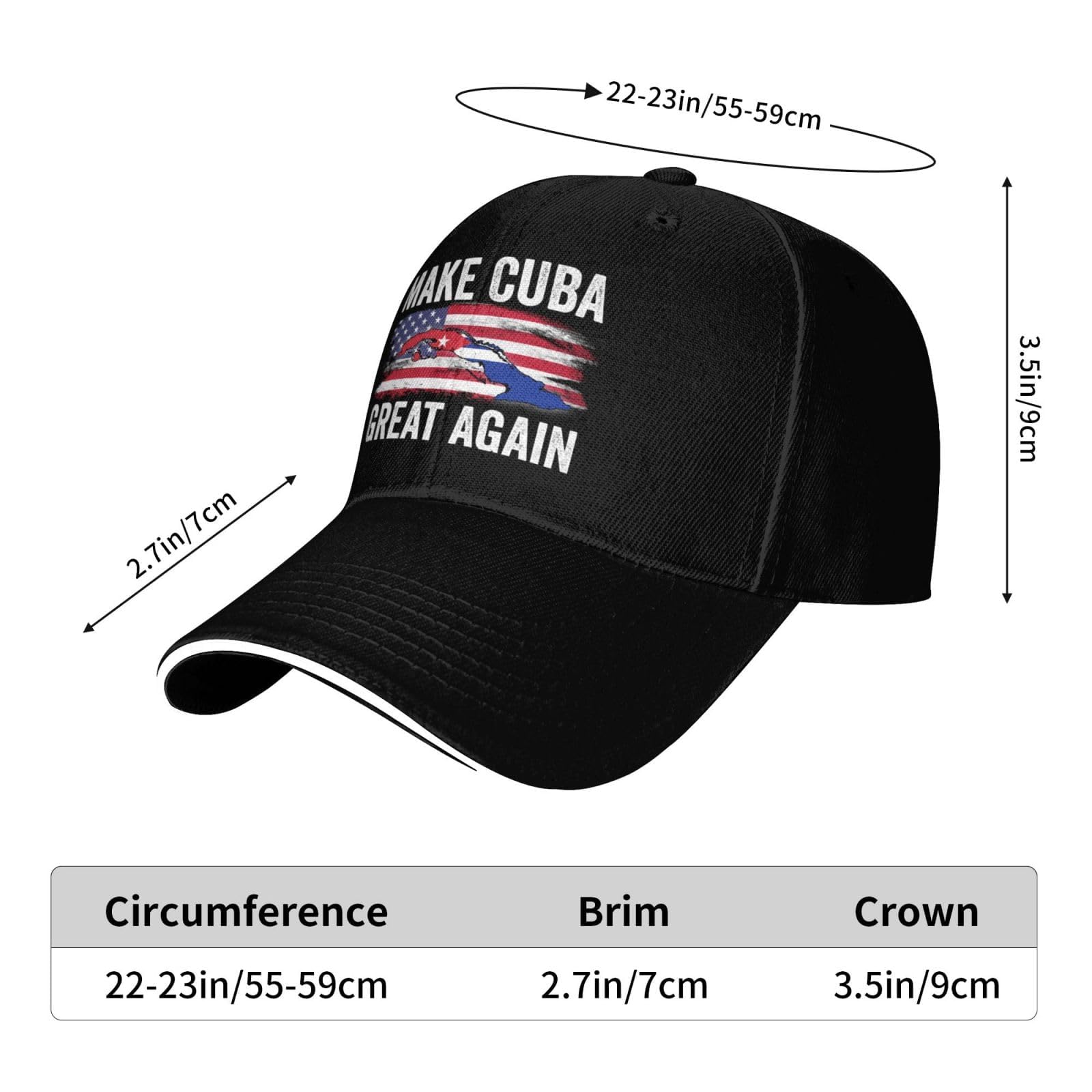 Make Cuba Great Again hat Cuban Flag Baseball Cap (Black)