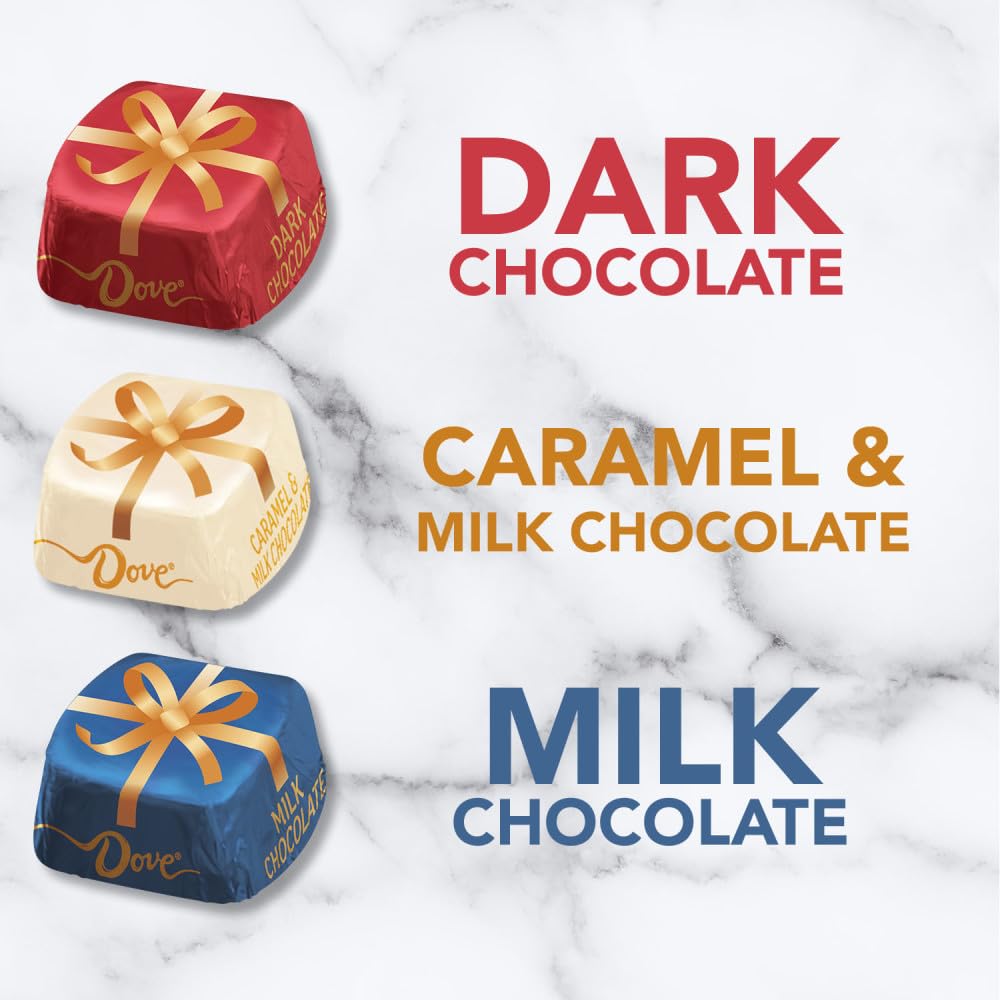 DOVE PROMISES Milk Chocolate, Dark Chocolate & Caramel & Milk Chocolate Christmas Candy Variety Assortment, 24 oz Bag