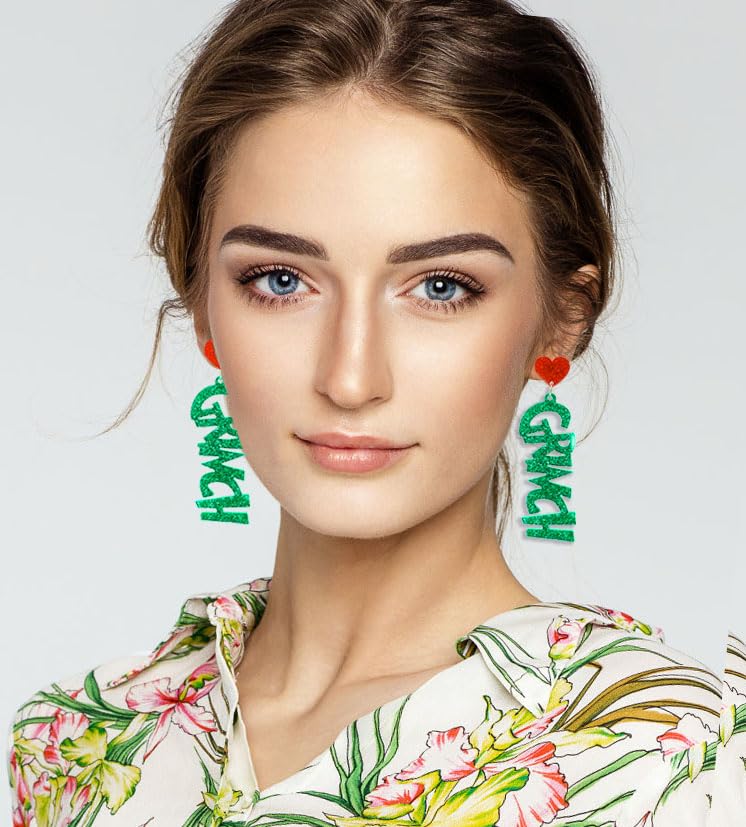 Christmas Earrings for Women Girls Teens, Glitter Acrylic Christma Earrings Accessories for Christmas Parties. Christmas Party Favors 2023, Suit for Christmas Costume Gift