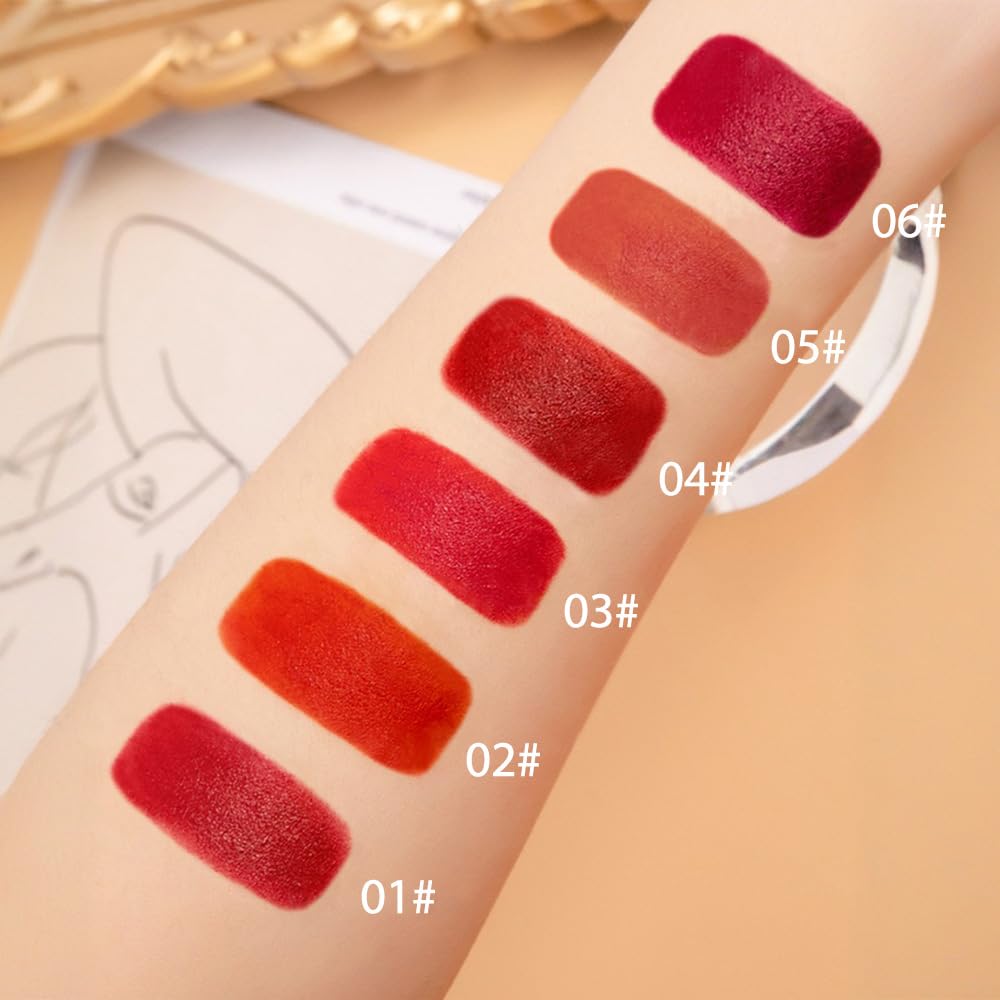 BINGBRUSH Moisturizing and Silky Velvet Lipstick Pack Set, Matte Longwear Waterproof Smooth Color Lip Crayon - Nourishing Lipstick Lipgloss Lip Stain (06#Cherry cider)