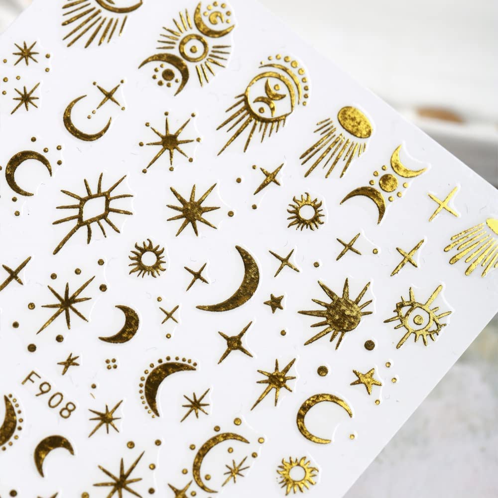 8 Sheets Gold Snake Nail Stickers 3D Bronzing Rose Eyes Heart Nail Art Decorations Self-Adhesive Stickers for Acrylic Nail Art Decals Women Nail Accessories Nail Supplies