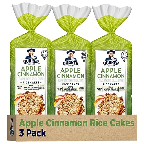 Quaker Large Rice Cakes, Apple Cinnamon, Pack of 3