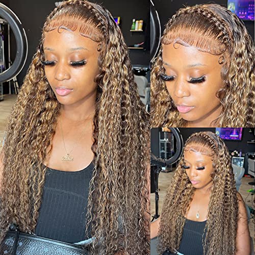 ZLIKE 32inch Ginger Orange Lace Front Wigs Human Hair Hd Frontal Wig 13x6 Wave Wave Wig Lace Frontal Wigs Wet And Wavy Human Hair Curly Lace Frontal Wigs Pre Plucked 150% Density #350 Color