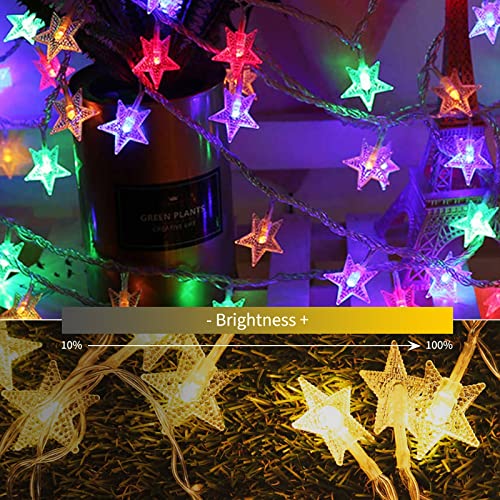 Minetom Color Changing Star String Lights - 17 ft 50 LED Star Fairy Lights with Remote and Timer, 16 Colors and 7 Modes, USB Powered String Lights for Bedroom Tent Patio Xmas Party Indoor Decor