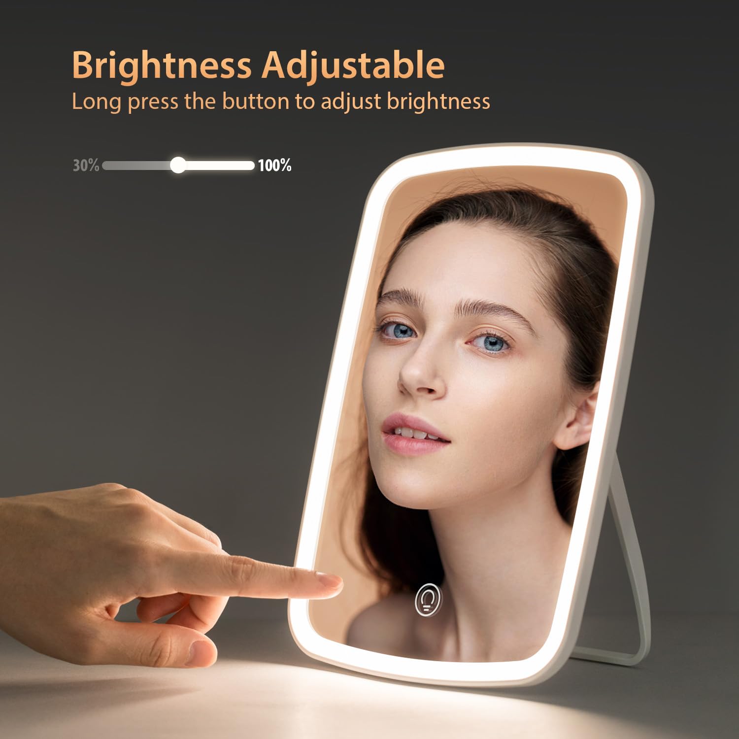 NEZZOE Makeup Mirror Touch Screen Vanity Mirror with LED Brightness Adjustable Portable USB Rechargeable