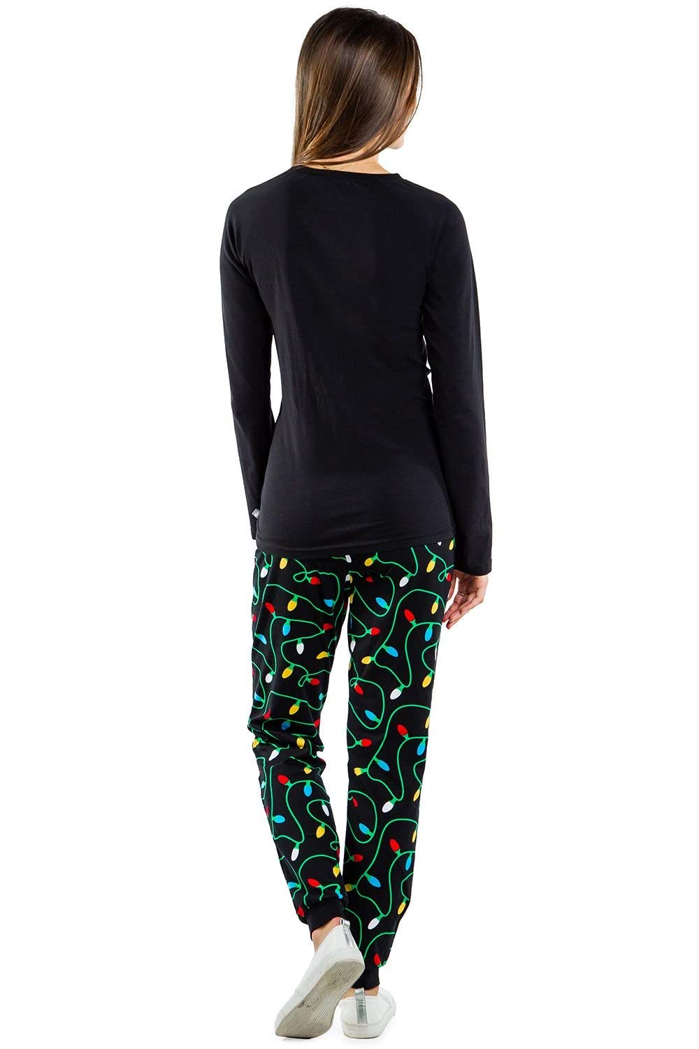 Tipsy Elves Get Lit Christmas Pajamas for Women Funny Comfy Black Pajama Set Size Small