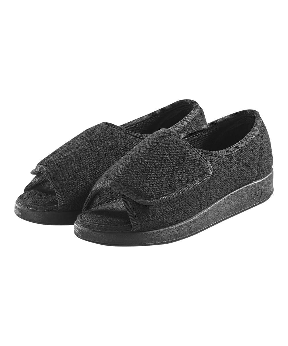 Silverts Diabetic Shoes for Women Wide Width, Diabetic Slippers for Women Wide Width, Shoes for Edema and Swollen Feet, Slippers for Elderly to Prevent Falls - Black/Black 9