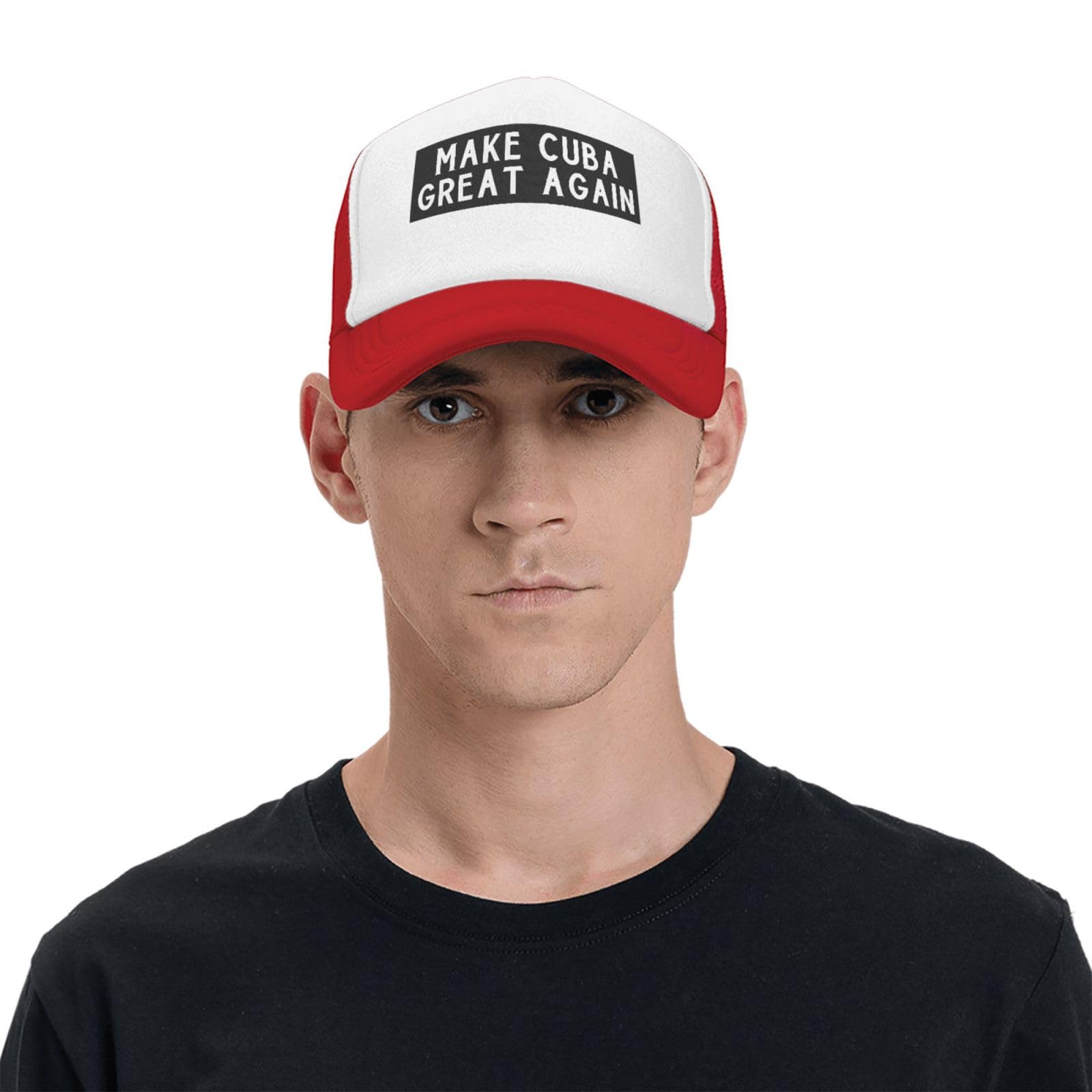 Make Cuba Great Again Mesh Trucker Hat Adjustable Baseball Caps for Men Women Classic Dad Hats,Red