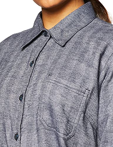 Dickies Women's Long Sleeve Plaid Flannel Shirt, Ink Navy Tartan, Small