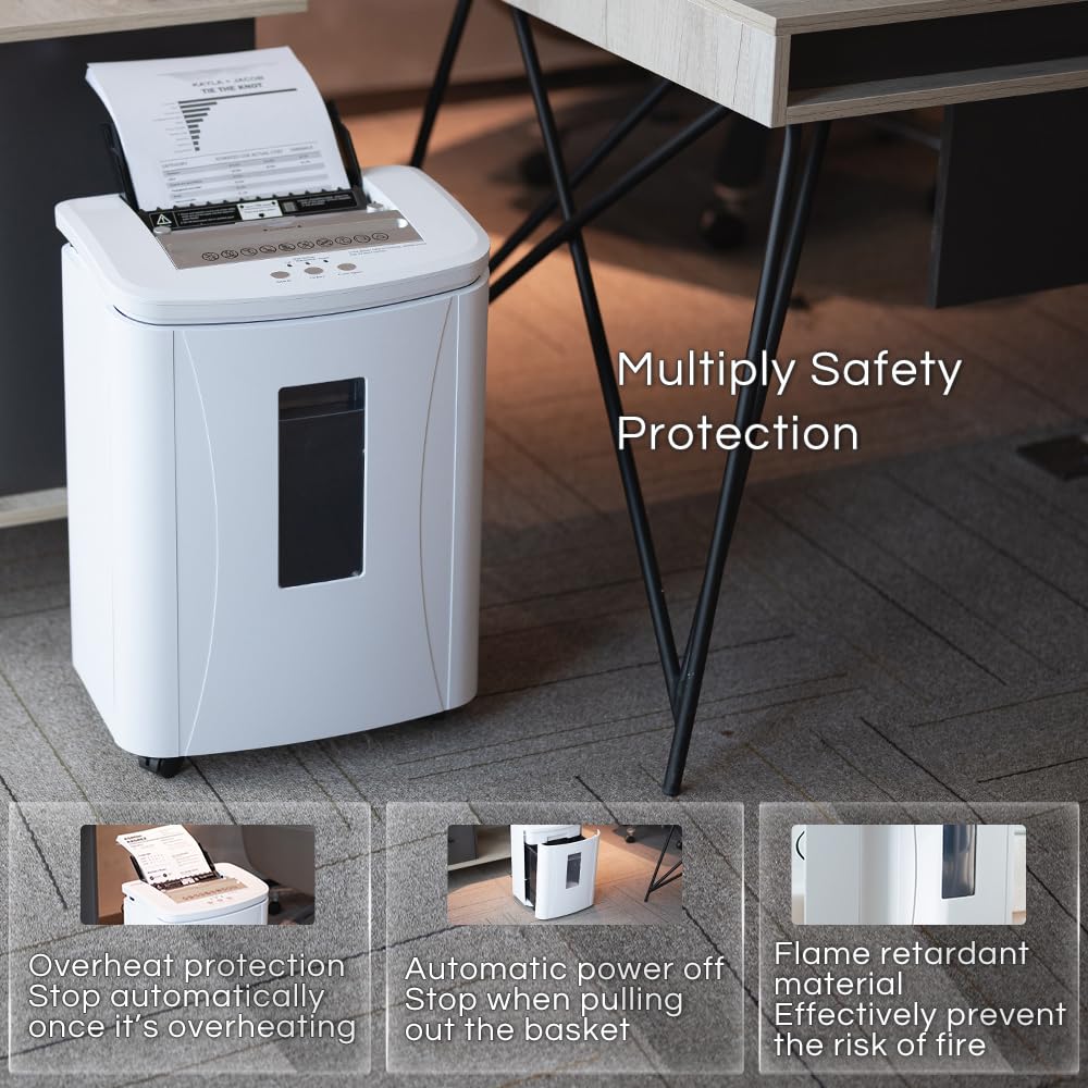 Kitnery 150-Sheet Auto Feed Paper Shredder: High Security Micro Cut Shredders for Home Office, 30 Minutes Commercial Heavy Duty Shredder with 4 Casters, P-4 Security Level & 6.6 Gallon Pull-Out Bin