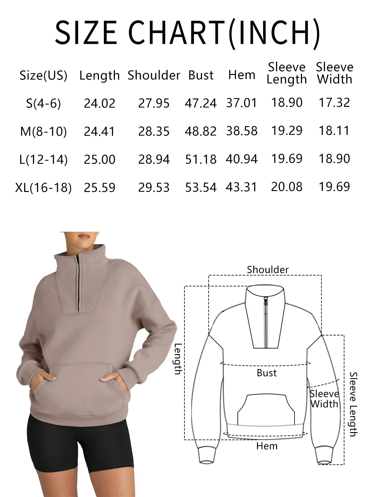 Trendy Queen Sweatshirts Half Zip Pullover Quarter Zip Oversized Hoodies Sweaters Comfy Fall Outfits 2024 Y2K Winter Clothes GreyPurple S