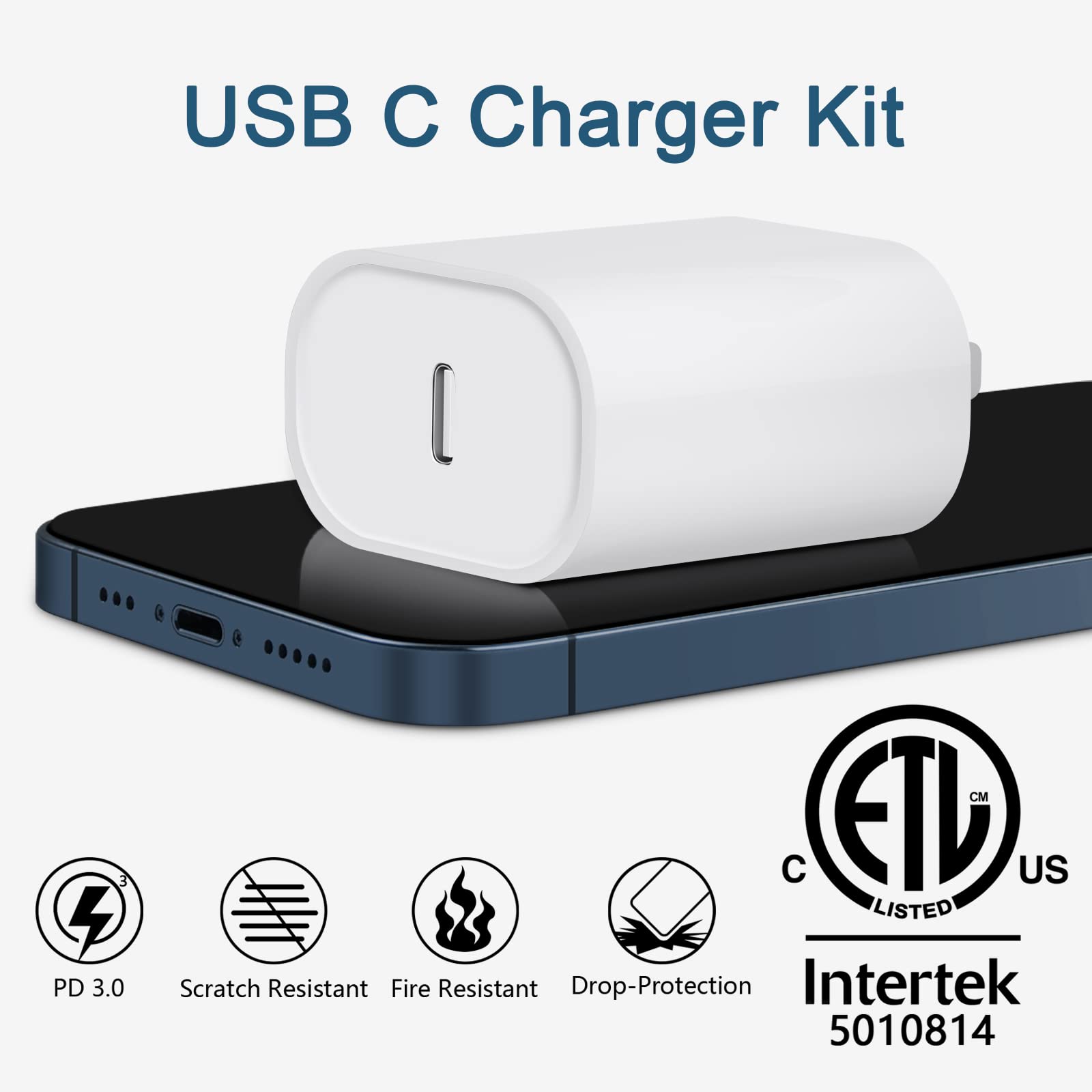 Phone Charger Fast Charging, 【MFi Certified】 2-Pack 20W USB C Fast Charger with 6FT Fast Charging Cable for IP 14/13/12/11/Xs/8, i Pad and More