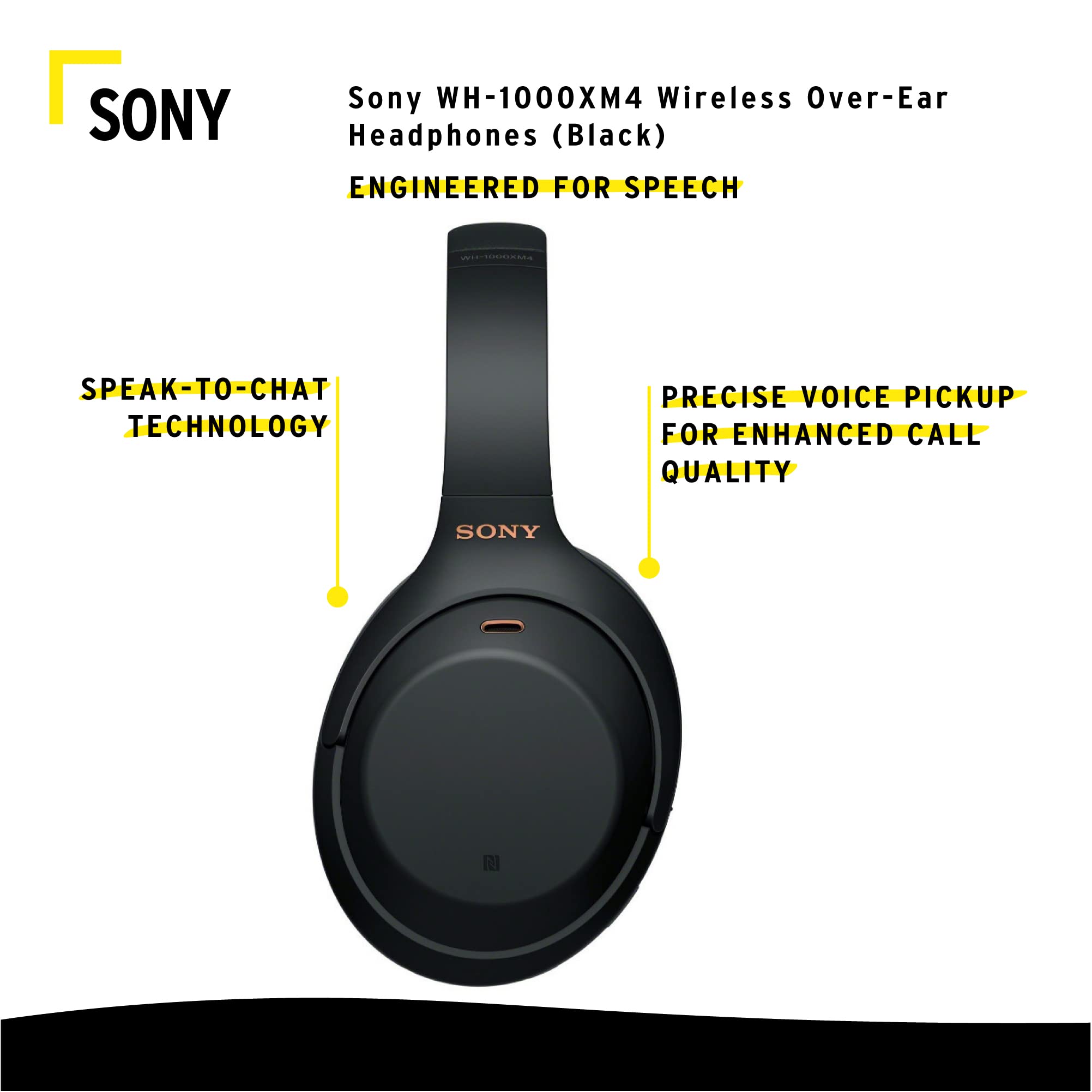 Sony WH-1000XM4 Wireless Bluetooth Noise Canceling Over-Ear Headphones (Black) Bundle with 10000mAh Ultra-Portable LED Display Wireless Quick Charge Battery Bank (2 Items)