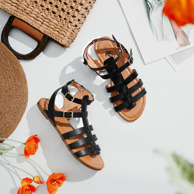 Trary Womens Sandals, Gladiator Sandals for Women, Wide Width Sandals for Women, Strappy Sandals, Flat Sandals for Women, Trendy Sandals Women Dressy Summer Flat, Comfortable Sandals Women