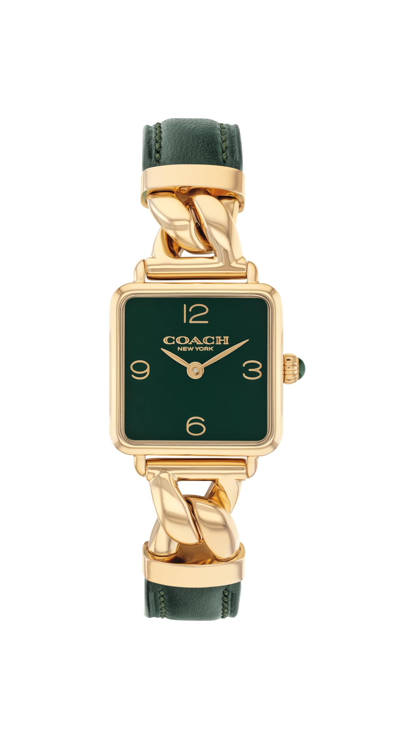 Coach Women's Cass 2H Quartz Watch, Square Case, Genuine Leather Strap, Contemporary Design for Her