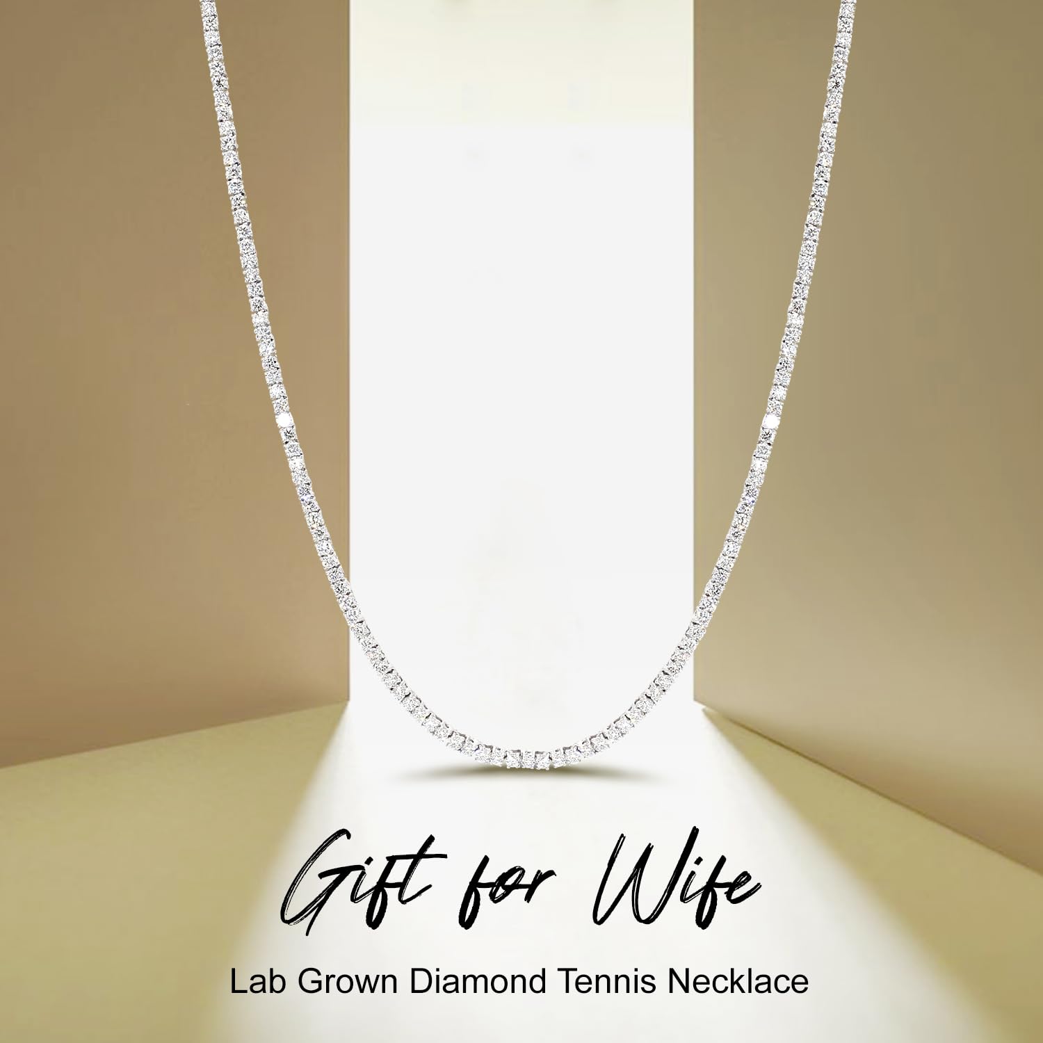 8 Carat Round Cut Lab Grown Diamond Tennis Necklace 18" 14K White Gold - Jewelry Gifts for Womens or Her