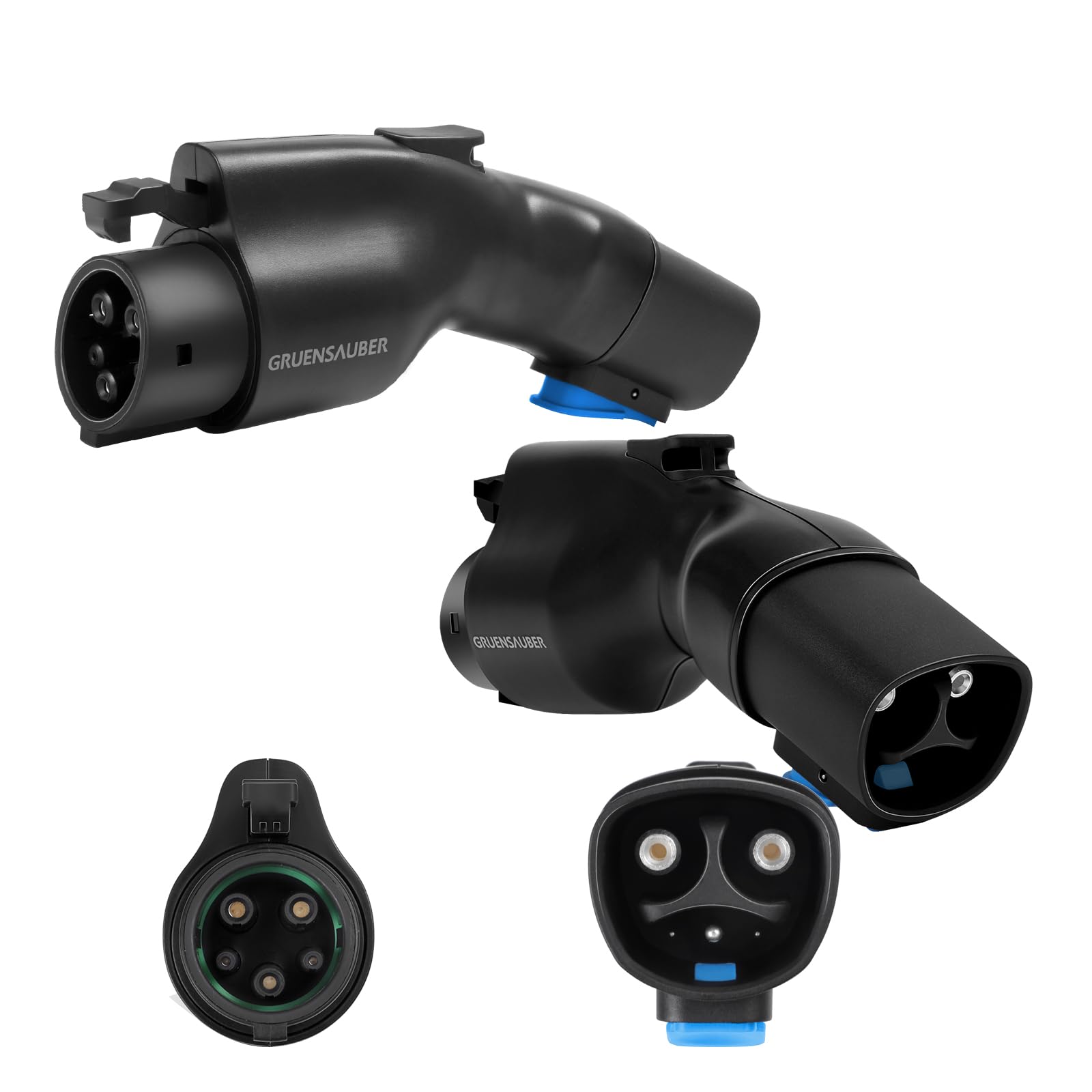 Gruensauber for J1772 EVs Tesla to J1772 Charging Adapter Max 60A & 250V - Compatible with Tesla High Powered Connectors, Destination Chargers, and Mobile Connectors (Black)