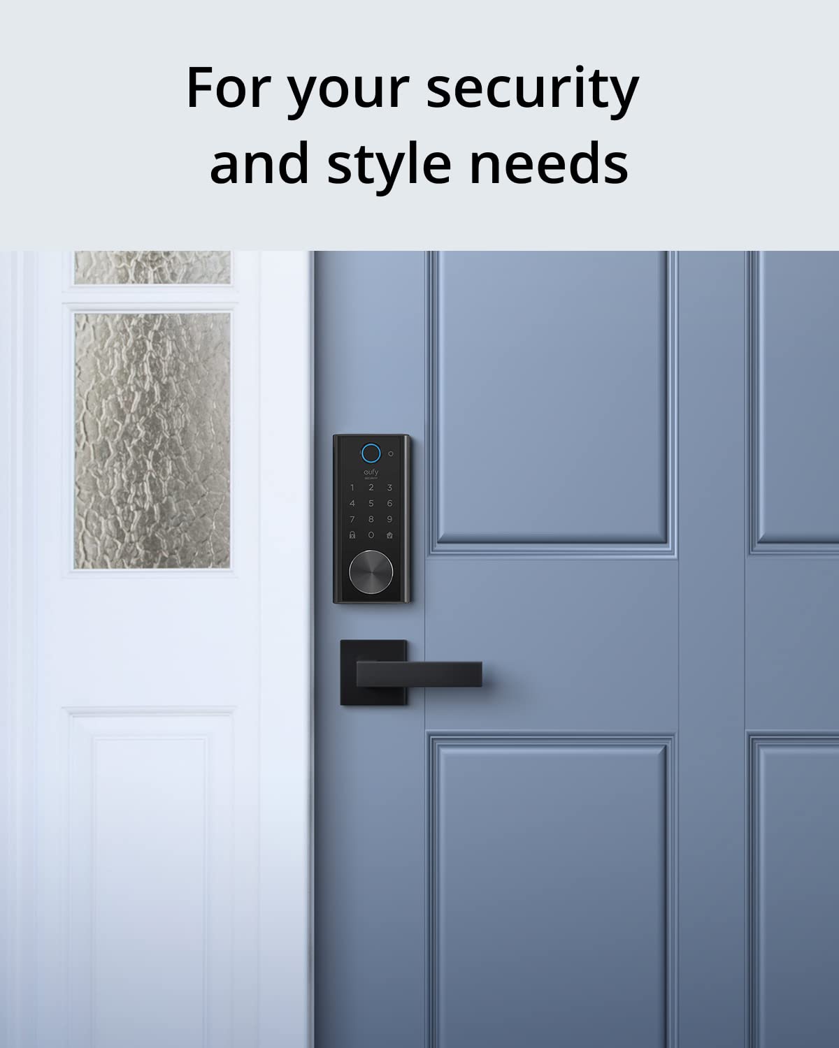 eufy Security Square Door Handle - Easy Installation, Fits All - Matte Black