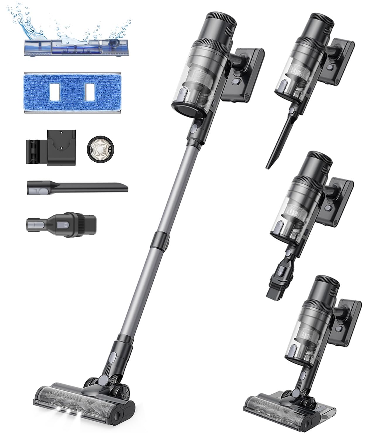 Proscenic Vacuum Cleaners for Home, P11 Mopping Wet Dry Cordless Vacuum and Mop Combo All in one, High Suction Lightweight Stick Vacuum with LED Display, Long Runtime Ease of use Vacuum for Pet Hair