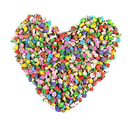 300 Pieces Mini Animal Fruit Erasers for Kids Bulk, Small Cute Pencil Erasers Assortment for Home School Work Rewards, Party Favor and Gift Filling