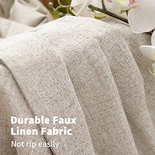 YoungsTex Light Green Linen Blackout Curtains 72 Inch Length for Bedroom, Full Room Darkening Thermal Insulated Window Drapes Light Blocking Panels for Living Room, 2 Panels, 52 X 72 Inch