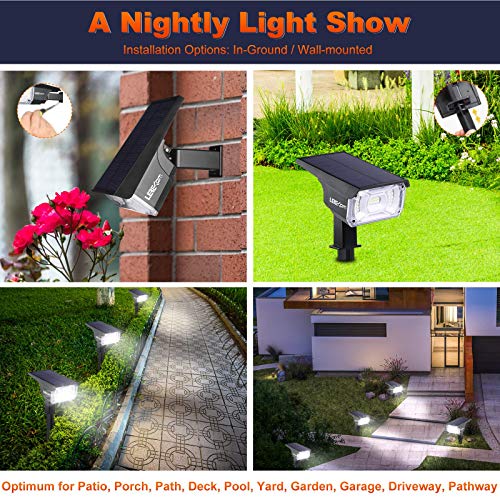 LEREKAM 40 LEDs Spotlights,IP65 Waterproof Solar Powered Landscape Spotlights 2-in-1 Wall Light, Outdoor Landscaping Lights Auto On/Off for Yard Garden 2Pack Warm-White