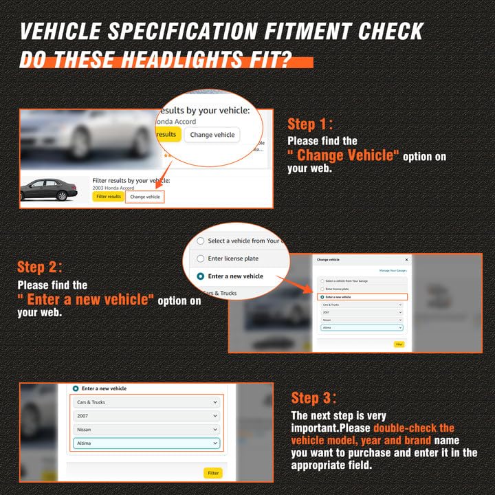 AXLAHA 2006-2008 Dodge Ram Headlights Assembly for 2006 2007 2008 Dodge Ram 1500/2006 2007 2008 2009 Dodge Ram 2500 3500 Chrome Housing Amber Reflector Replacement Driver and Passenger Side