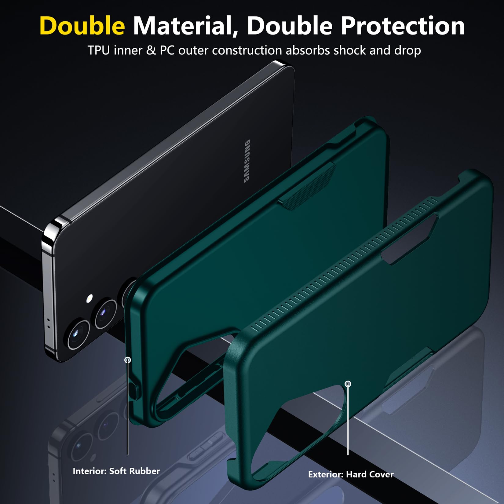 SPIDERCASE Designed for Samsung Galaxy S24 Plus Case, [10 FT Military Grade Drop Protection] Heavy Duty Shockproof Phone Case for Galaxy S24 Plus 2024, Dark Green