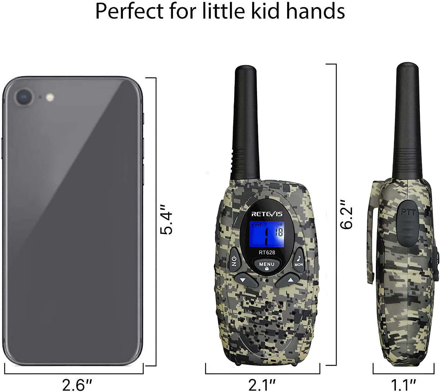 Retevis RT628 Kids Walkie Talkies,Army Toys for 5-13 Year Old Boys Girls,FRS Walkie Talkie for Kids,Gifts for Birthday Outdoor Camping(1 Pair Camo)