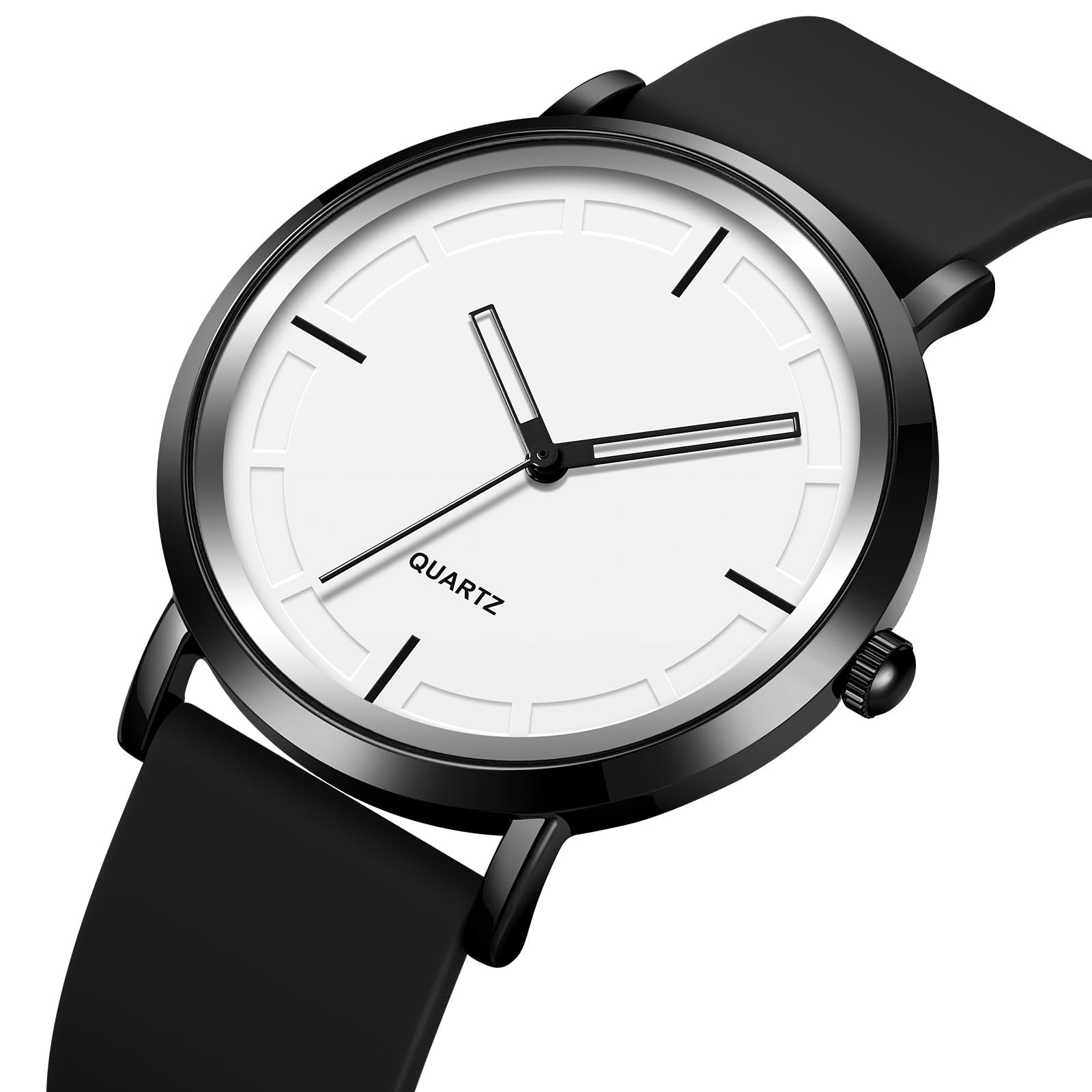 BESTKANG Fashion Simple Women Men Watches Luxury Quartz Silicone Waterproof Unisex Wrist Watches (Black and White)