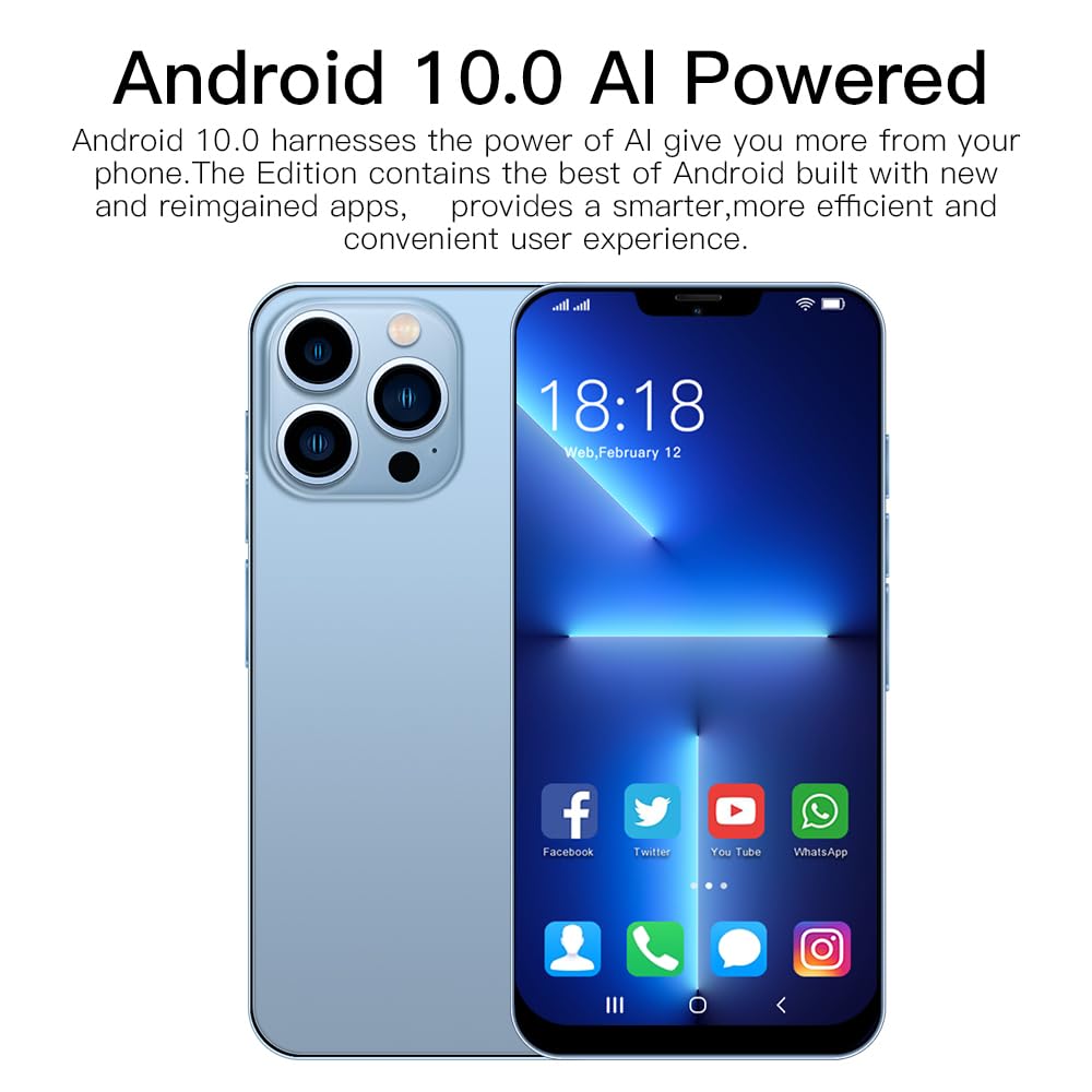 QIMHAI 6.7Inch ip14pro Unlocked Cell Phone Android Phones 2GB RAM+16GB ROM Full Screen Straight Talk Phone Dual Sim Boost Mobile Phones Smart Phones Unlocked New for Android10.0