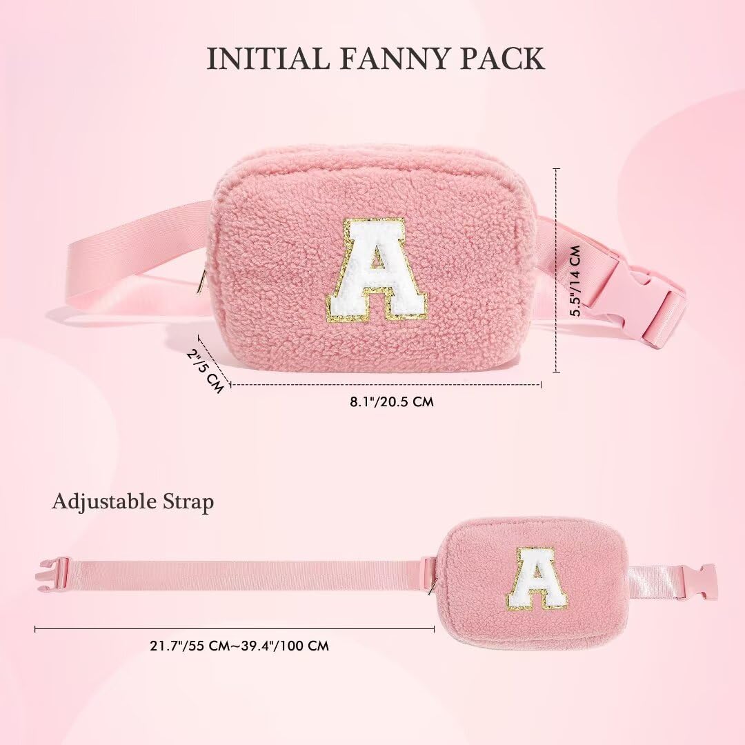YOOLIFE Initial Crossbody Bag for Girls - Monogrammed Fanny Pack Belt Bag Purse for Teen Girls Kids, Gifts for Girls Teen Daughter Sister, Pink K