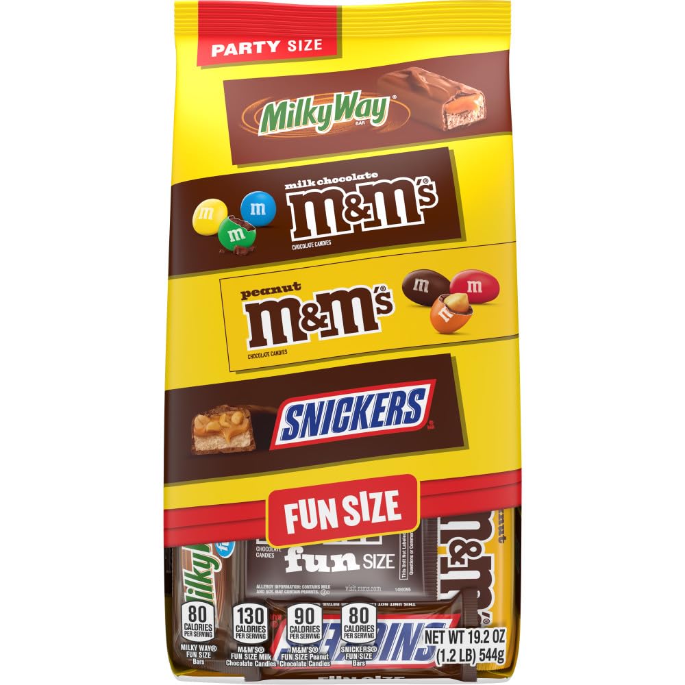 M&M'S, SNICKERS & MILKY WAY Fun Size Chocolate Christmas Candy Stocking Stuffers, 19.2 Oz Bulk Bag