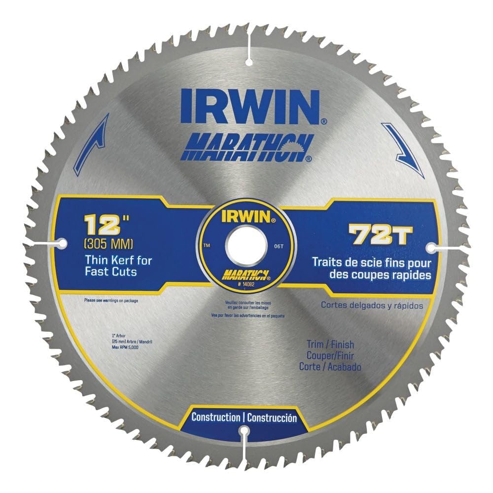 IRWIN Tools MARATHON Carbide Table/Miter Circular Blade, 12-Inch, 72T (14082)