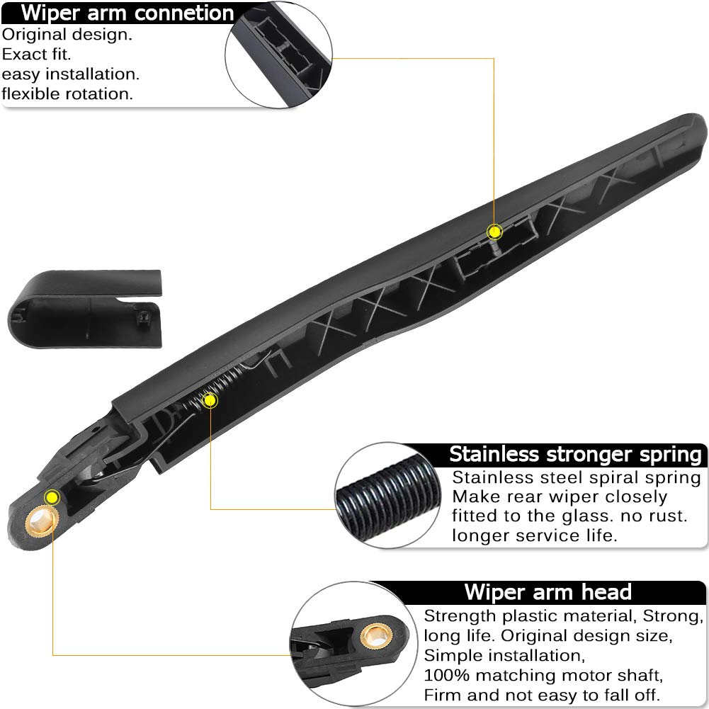 Rear Wiper Arm Blade Replacement for Ford Explorer 2011-2023,Escape 2013-2023,2015-2019 Lincoln MKX Back Windshield Wiper Blade Arm Set -Original Equipment Replacement