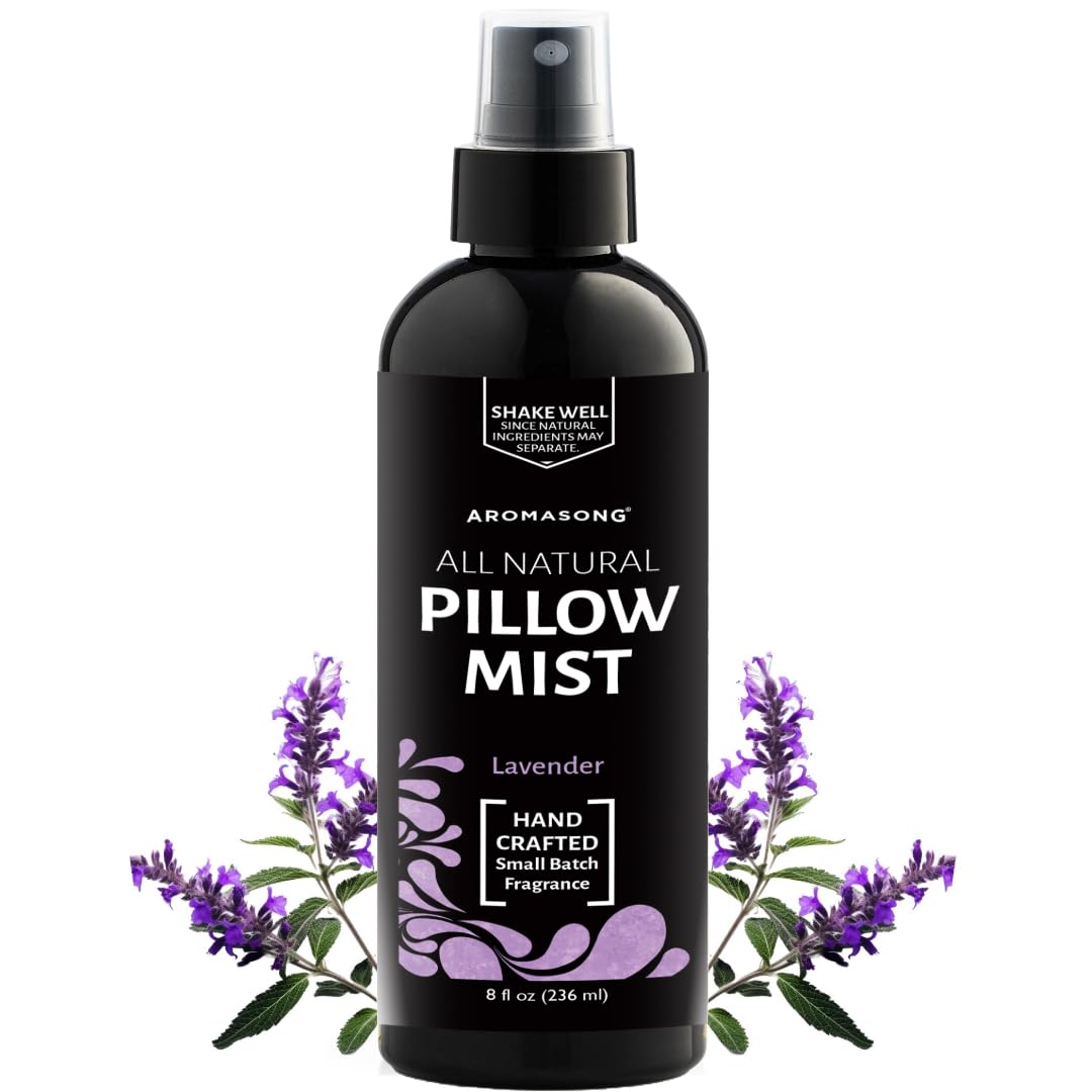 Aromasong Lavender Pillow Spray - All Natural Linen & Bedtime Mist for Sleep - Aromatherapy Botanical Essential Oils for Sleeping - Fragrance Scent 8 Oz.