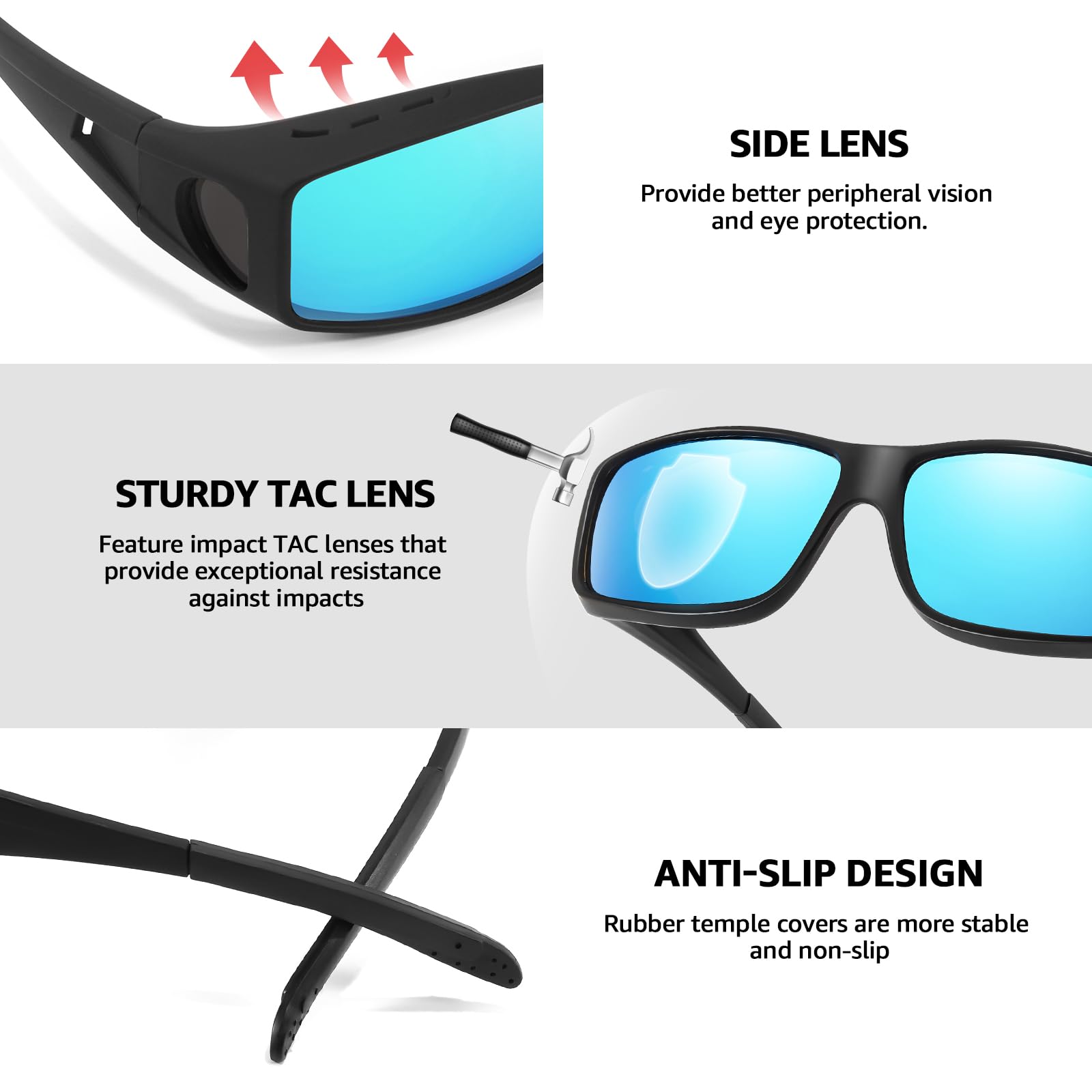 TJUTR Polarized Sunglasses Over Glasses for Women Men, UV Protection Shades Over Prescription Eyeglasses Sun Glasses