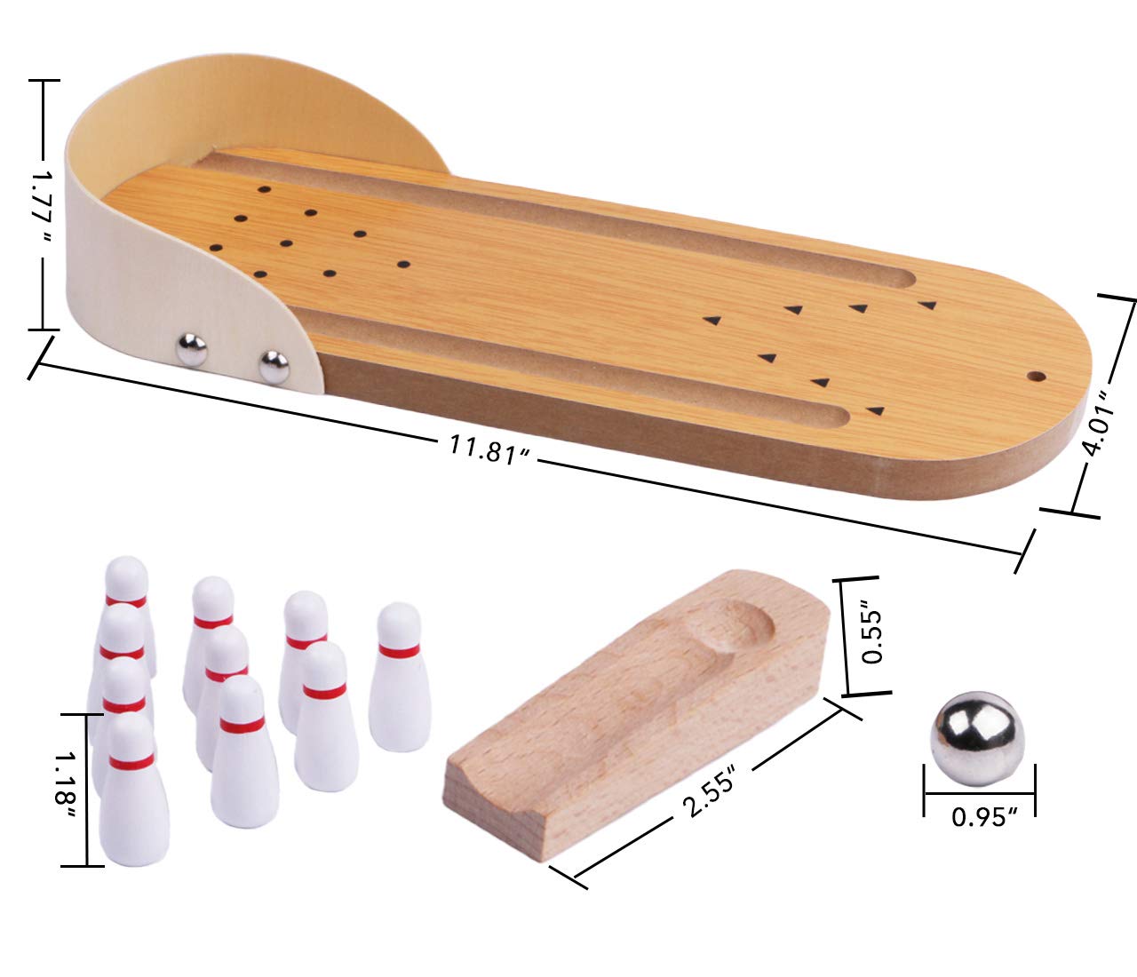 Table Top Mini Bowling Game Set-Tabletop Wooden Board Mini Arcade Desktop Tiny Bowling Shooting Alley Office Desk Stress Relief Gadgets Small Finger Toys Fun Gag Gifts for MenWomen Kids Teens Boys