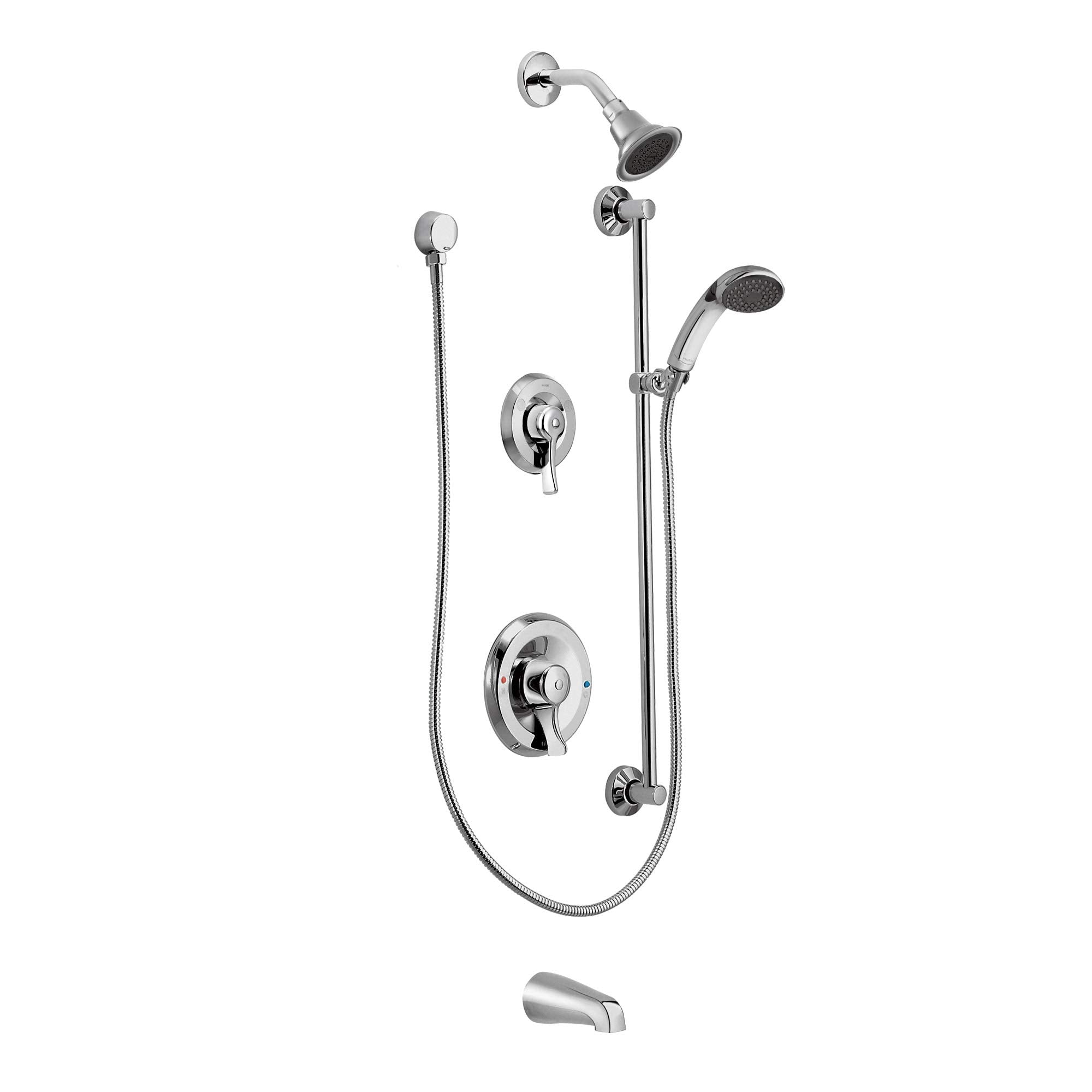 Moen Commercial Two-Handle PosiTemp Showerhead & Handheld Showerhead, Chrome (8343)