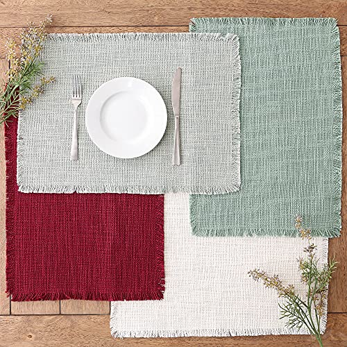 DII Linen Tabletop Collection Machine Washable, Placemat Set, 14.5x20.5, Cranberry, 4 Piece