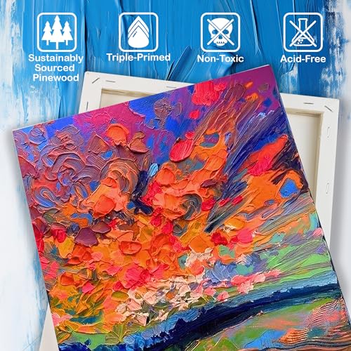 Halobios 3 Packs Blank Canvases for Painting with 11x14 Inch, 5x7 Inch, 8x10 Inch Canvas, Stretched Canvases for Acrylics,Oils & Other Painting Media, 5/8 Inch Profile 100% Cotton Artist Framed Canvas