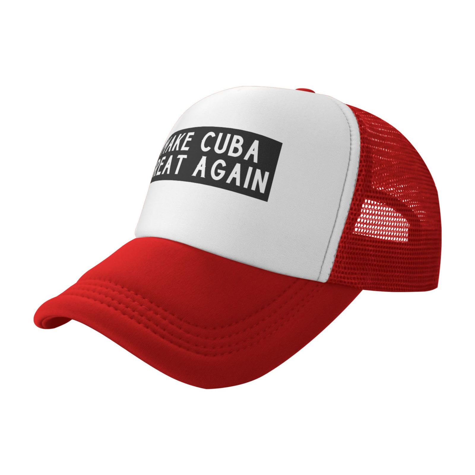 Make Cuba Great Again Mesh Trucker Hat Adjustable Baseball Caps for Men Women Classic Dad Hats,Red